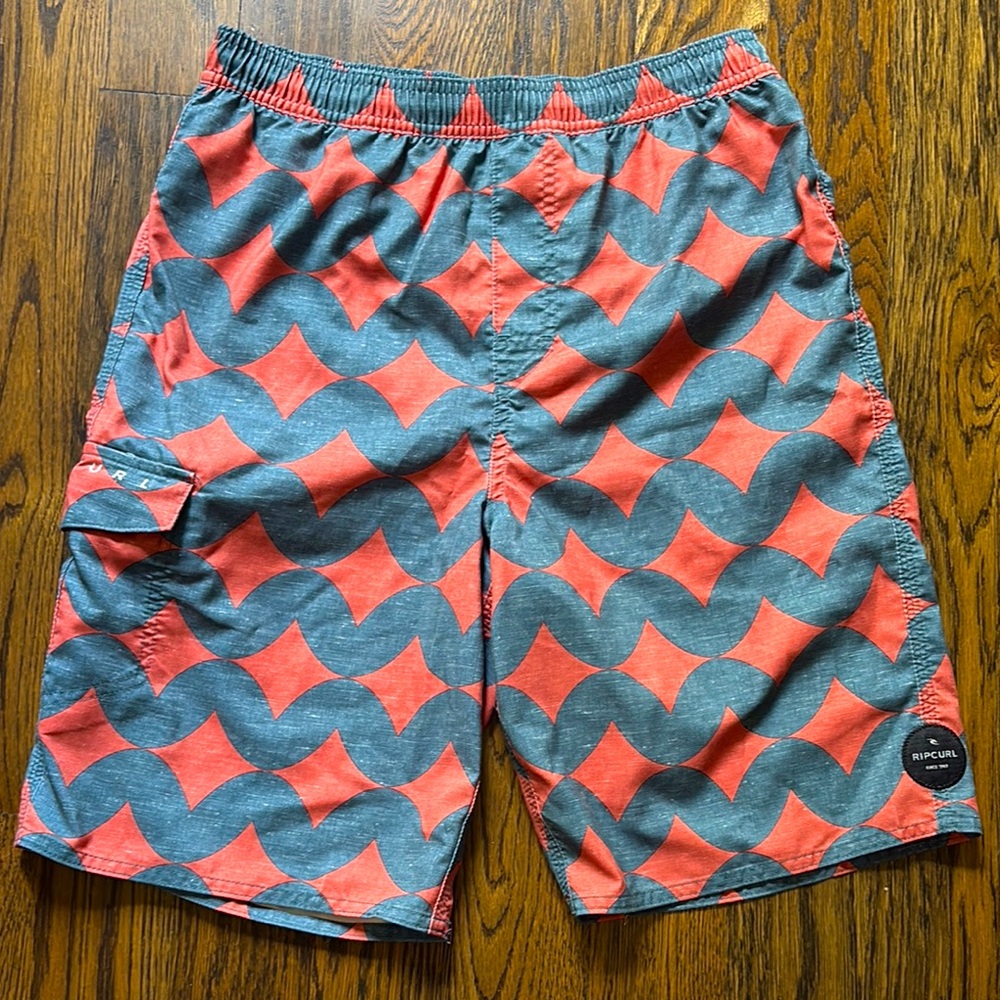 Red and Gray Patterned Shorts